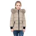 thumbnail image 3 of purcolt Girls Winter Coat Quilted Puffer Jacket Warm Parka with Removable Hood Insulated Outerwear 5-14 Years, 3 of 5