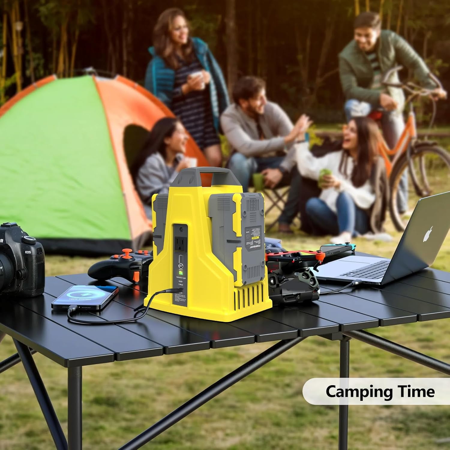 PowerSmart 300W Portable Power Station Inverter with 2PCS 40V Battery Replacement and Charger Outdoor DC input