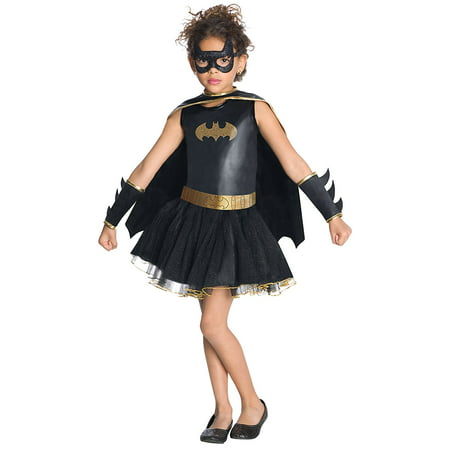 Justice League Child's Batgirl Tutu Dress - Toddler, Batgirl pull-over costume dress with glittery logo, removable cape, eye mask, belt, and gauntlets. By Rubie's