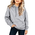 thumbnail image 4 of Girls Solid Color Hoodie, Drawstring Pocket Soft Loose Pullover, Long Sleeve Casual Top For Kids Gray 7-8Years, 4 of 8