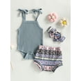 thumbnail image 2 of Coduop Toddler Baby Girl Strap Tank Romper Top Print Shorts Summer Outfit 3PCS, 2 of 9
