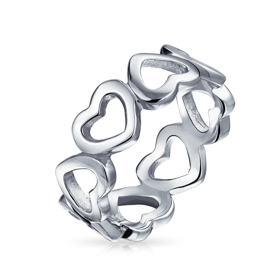 Bling Jewelry Womens Romantic Friendship Open Heart Eternity Band Promise Ring Sterling Silver