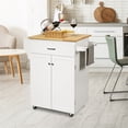 thumbnail image 1 of Costway Carro de Cocina con Ruedas Carrito de Servicio con Cajón Armario Estante Ajustable Especiero Isla Rodante de Comedor 82 x 48 x 91 cm, 1 of 10