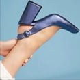 thumbnail image 4 of Shellys London Chester Blue Leather Sling-Back Single Sole Retro Dress Pumps (Blue, 8), 4 of 4