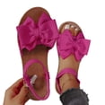 thumbnail image 4 of KEGIRLOM Women's Fashion Casual Spring And Summer Outer Wear Bow Round Toe Open Toe Elastic Back Flat Heel Flat Sandals Hot Pink 7.5, 4 of 8