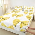 thumbnail image 3 of Manfei Dreamy Bowknot Sheet Set Queen, Light Yellow Bed Sheets Set Queen Size, Princess Ribbon Queen Sheet Sets, Lightweight Bedroom Decorative, 4pcs, 3 of 7