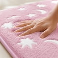 thumbnail image 5 of MMJ Glow in Dark Bath Mat Microfiber Soft Absorbent Non-Slip Machine Washable Geometric Crescent Star Pattern 23.62x15.75in, 5 of 8