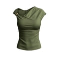 thumbnail image 6 of Pounoo Womens One Shoulder Tops Asymmetrical Solid Color Blouses Casual Slim Fit Lightweight Soft Comfy Party Wear Shirts Gift, 6 of 7