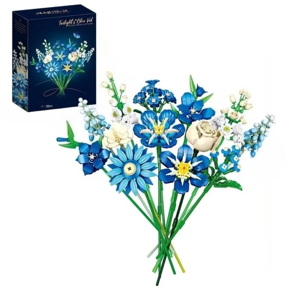 Remocguys Blue Tulip Bouquet Building Blocks Set Compatible with Lego Flower Van Gogh Botanical Collection for Adults Girls 766pcs