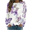 thumbnail image 2 of CLOISE Women Sweatshirt Floral Print Oversized Sweatshirts Crewneck Long Sleeve Hoodies Shirts Multicolor Raglan Basic Blouses Fall Loose Y2k Clothes XL, 2 of 5