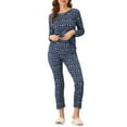 thumbnail image 2 of Unique Bargains Women's Pajama Soft Round Neck Nightwear Elk Lounge Sleepwear Sets, 2 of 5