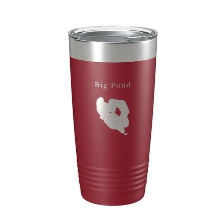 

Big Pond Tumbler Lake Map Travel Mug Insulated Laser Engraved Coffee Cup Massachusetts 20 oz Maroon