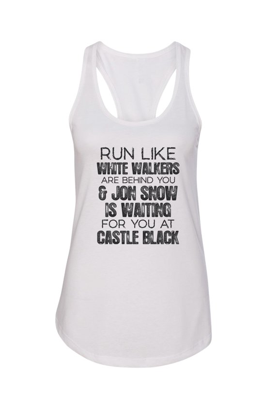 Women’s Game Of Thrones Next Level Racerback Graphic Tank Top USA Made RB Clothing Co White, Medium