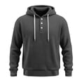 thumbnail image 5 of Men's Hoodies Pullover Waffle Knit Button Hooded Sweatshirts Drawstring Loose Fit Athletic Workout Plain Shirts, 5 of 5