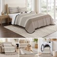 thumbnail image 6 of Quilts Twin Size Bedding Set, Brown Stripe Lightweight Quilted Comforter, Modern Minimalist Geomertic Striped Beige Soft Reversible Bedspread Coverlet with Pillow Covers for All Season, 68" x 86", 6 of 9