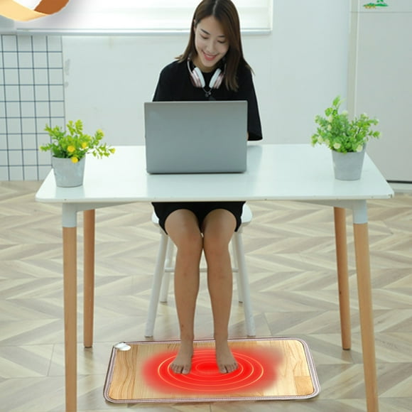 Lksixu Heated Floor Mat - Foot Warmer Under Desk, 11.8x19.7in Heated Feet Relaxation For Home Office Desk, Winter 110V Heating Pad With 3 Timers Kitchen Gadgets
