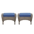 thumbnail image 2 of Unnifurnzi Patio Ottoman Set of 2-All Weather Wicker Outdoor Footstool with Removable Cushions Outdoor Olefin Fabric Outdoor Foot Rest for Deck Porch Balcony Garden-Gray/Blue, 2 of 7