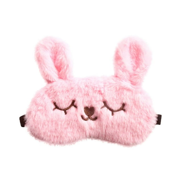 Máscara para dormir con forma de conejo rosa, diseño de anime, supersuave, de felpa, 14 x 25 cm