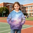 thumbnail image 5 of WQNVRNR Girls Print Hooded Sweatshirt- Pullover Casual Kangaroo Pocket Fall Long Sleeves Hoodies Purple Size 8, 5 of 8