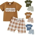 thumbnail image 3 of Gerichy Toddler Boys Clothes Toddler Boys Summer 2PCS Outfits Cartoon Letter Print Short Sleeve Shirt Top Shorts Set Outfit Embroidered T Shirt Plaid Shorts Set Outfits Baby Boys Summer Clothes, 3 of 3