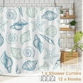 thumbnail image 5 of Nautical Coastal Shower Curtain, Conch Seashell Starfish Bathroom Curtain, Underwater Marine Ocean Theme Shower Curtain Set with 12 Hooks for Bathroom, 72" Wx72 L, 5 of 6