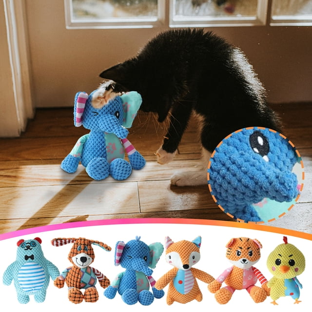 Xihbxyly Peluche para Perro con Forma de Elefante y Pollo, con Chirrido y Papel Arrugado, Suave Terciopelo de Piña, Alivia El Rechinamiento de Dientes, Seguro para Perros Pequeños, Juego Interactivo,