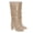 Beige, variant on Women Round Toe Knee High Boots Pull on Slouch Chunky Mid Heels Fashion Winter Daily Dress Shoes Size 13 Saddle Brown