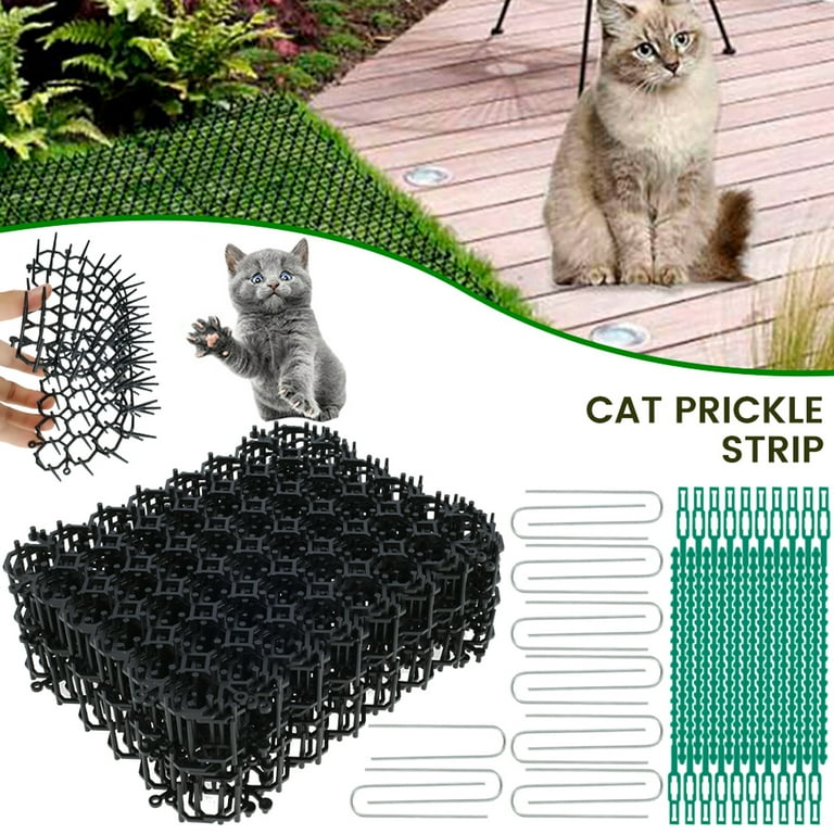 Scat Mat with Spikes Prickle Strips for Cats Dogs Spiked Mat Network Digging  Stopper for Garden Fence Outdoor Indoor Keep Pet Dog Cat Off Couch  Furniture, 79 x 12 Inch Black