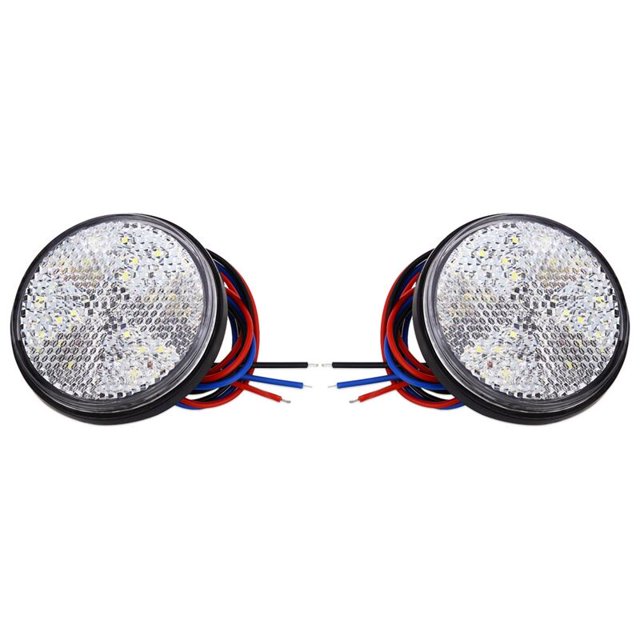 Luz trasera redonda blanca de 24 SMD para automóvil Luz de señal de giro Reflector LED redondo Bombilla de advertencia lateral para camión