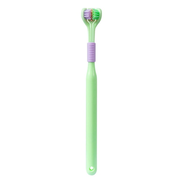 Fiudx Cepillo de Dientes de Tres Caras, Diseño En Forma de V para Un Cuidado Bucal Completo, Cerdas Suaves para Una Limpieza Delicada, Raspador de Lengua para Un Aliento Fresco, Rutina de Higiene Dia