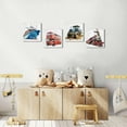 Colorful Car Wall Art Construction Decor for Boys Bedroom Watercolor