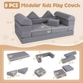 thumbnail image 3 of Costway Kids Modular Play Couch Play Set with Suede Fabric Cover High-Density Foam Gray, 3 of 10