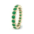 thumbnail image 2 of 3mm Round Green Zircon 925 Sterling Silver Gold Vermeil Full Eternity Mother's Day Gift Ring, 2 of 3