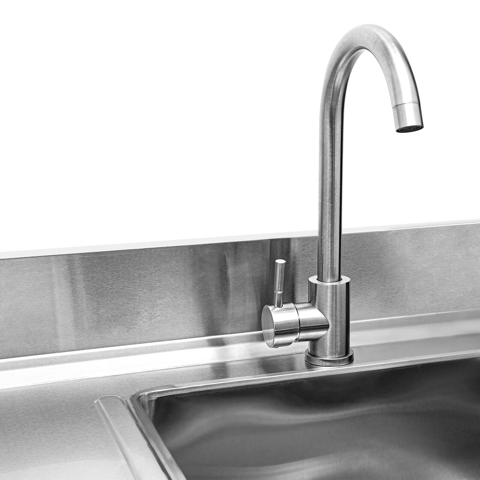 Restaurant Stainless Steel Kitchen Sink Prep Table Sink Free Standing Silver Utility Sink with Faucet 150kg Bear Capacity