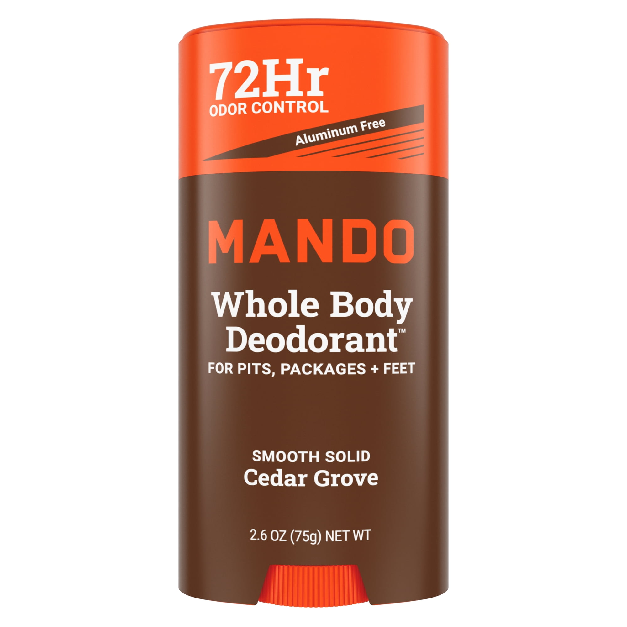 Mando Whole Body Deodorant Stick for Men, Aluminum-Free, 72-Hour Odor Control, Cedar Grove, 2.6 oz
