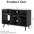 thumbnail image 2 of Record Player Stand with Power Outlet, Mid-Century Record Player Table with Open Vinyl Storage Holds up to 300 Albums, Living Room Office, Black, 2 of 7