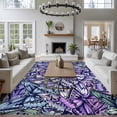 thumbnail image 3 of 5'x7' Area Rugs, Purple Blue Teal Butterfly Indoor Outdoor Area Rug for Living Room Bedroom, Modern Abstract Art Washable Bathroom Rugs Kitchen Floor Carpet Mats Home Decor Aesthetic, 3 of 8