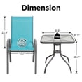 thumbnail image 3 of Pirecart Patio Dining Set of 5, Outdoor Furniture Set with 4 Stackable Textilene Armchairs & Square Table, Light Blue, 3 of 13