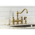 thumbnail image 4 of Kingston Brass KS3277BPLBS Bel-Air Two-Handle 4-Hole Deck Mount Bridge Kitchen Faucet with Brass Side Sprayer in Brushed Brass, 4 of 8