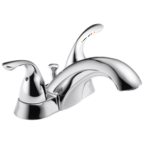 Delta Classic Two Handle Centerset Bathroom Faucet with Metal Drain Assembly in Chrome 2523LF-MPU