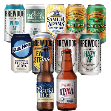 American Non-Alcoholic Beer Sampler 11 Pack – Includes Blue Moon, Brewdog, Old Milwaukee, Sam Adams, Sierra Nevada, Coors, and Lagunitas – Premium Alcohol-Free Beers from Top U.S. Breweries