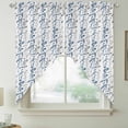 thumbnail image 2 of Navy Blue Grey Botanical Swag Valances for Windows, Kitchen Curtains 36 Inch Length 2 Panels Set, Spring Floral Summer Farmhouse Short Curtains for Small Windows Rod Pocket Cafe Curtains 28"x36", 2 of 8