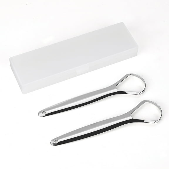 Tongue Scraper (2 Pack), Stainless Steel Tongue Cleaners, Reduce Bad Breath (Travel Cases Included), 100% Metal Tongue Scrapers for Adults and Kids Fresher Breath