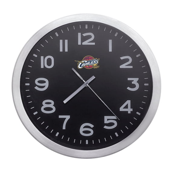 Wall Clock Home Decor or for a Patio/RV/Game Room 10" Round Silver Edge with a Black Face Featuring Your Choice of a Sports Theme Team Logo Vinyl Decal - FREE Battery Included (Cavaliers)