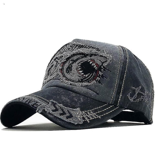Gorra de béisbol de algodón con bordado de tiburón (55-60 cm) ZefeiWu 8390605557910