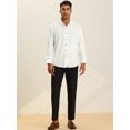 thumbnail image 3 of Camisas de terciopelo de vestir para hombre, camisas formales sólidas de ajuste clásico con botones de manga larga blanco L Unique Bargains Camisa, 3 of 6