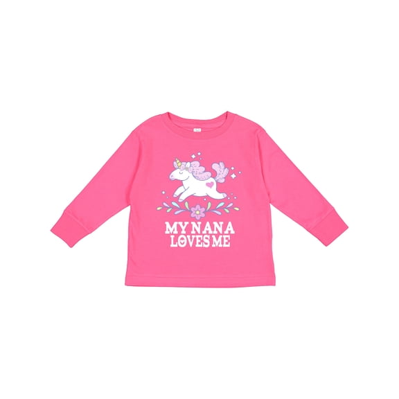 Inktastic My Nana Loves Me Unicorn Girls Long Sleeve Toddler T-Shirt