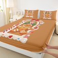 thumbnail image 3 of Homewish Kids Gingerbread Man Twin Sheet Sets, Kawaii Xmas Cartoon Twin Fitted Sheet, Merry Christmas Flat Sheet, Breathable Home Decor, 3pcs, 3 of 7