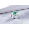 thumbnail image 3 of Classic Art Deco 2.25 Carat Green Emerald 6mm Princess Cut And Moissanite Diamond Halo Engagement Ring in 10k White Gold, 3 of 5