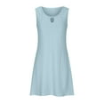 thumbnail image 4 of Meichang Summer Dresses for Women 2024 Sleeveless Eyelet Embroidery Mini Dresses Keyhole Scoop Neck Sundresses Solid Loose Flowy Dresses Swing Beach Vacation A Line Dresses Light Blue L, 4 of 7
